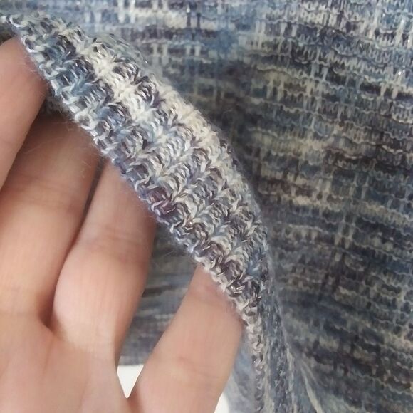 Draper's & Damon's Cowl Neck Sweater, Blue/White/Silver, Womens Large - Picture 4 of 6